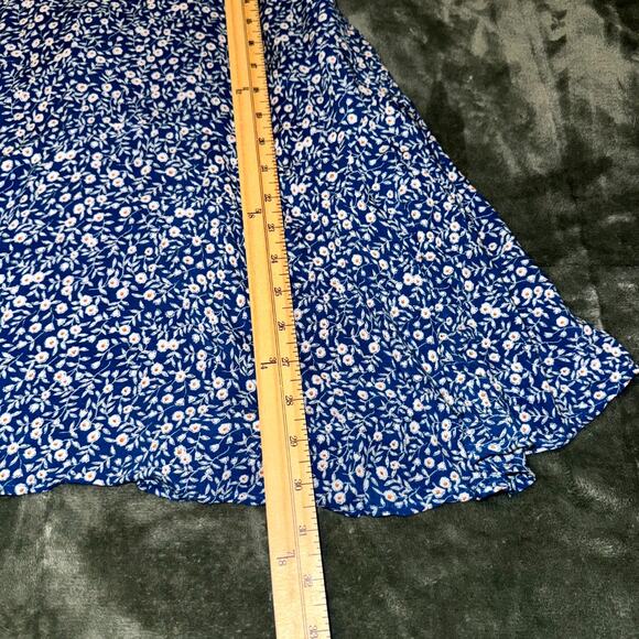 Princess Polly The Sting Mini Dress Women’s 6 Blue Floral Ruffle Hem Deep V Neck - Picture 8 of 9
